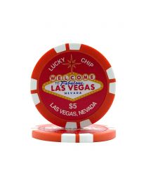 Welcome to Las Vegas $5 Dollar Red Magnetic Poker Chip